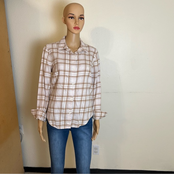 White and brown flannel - Picture 1 of 2